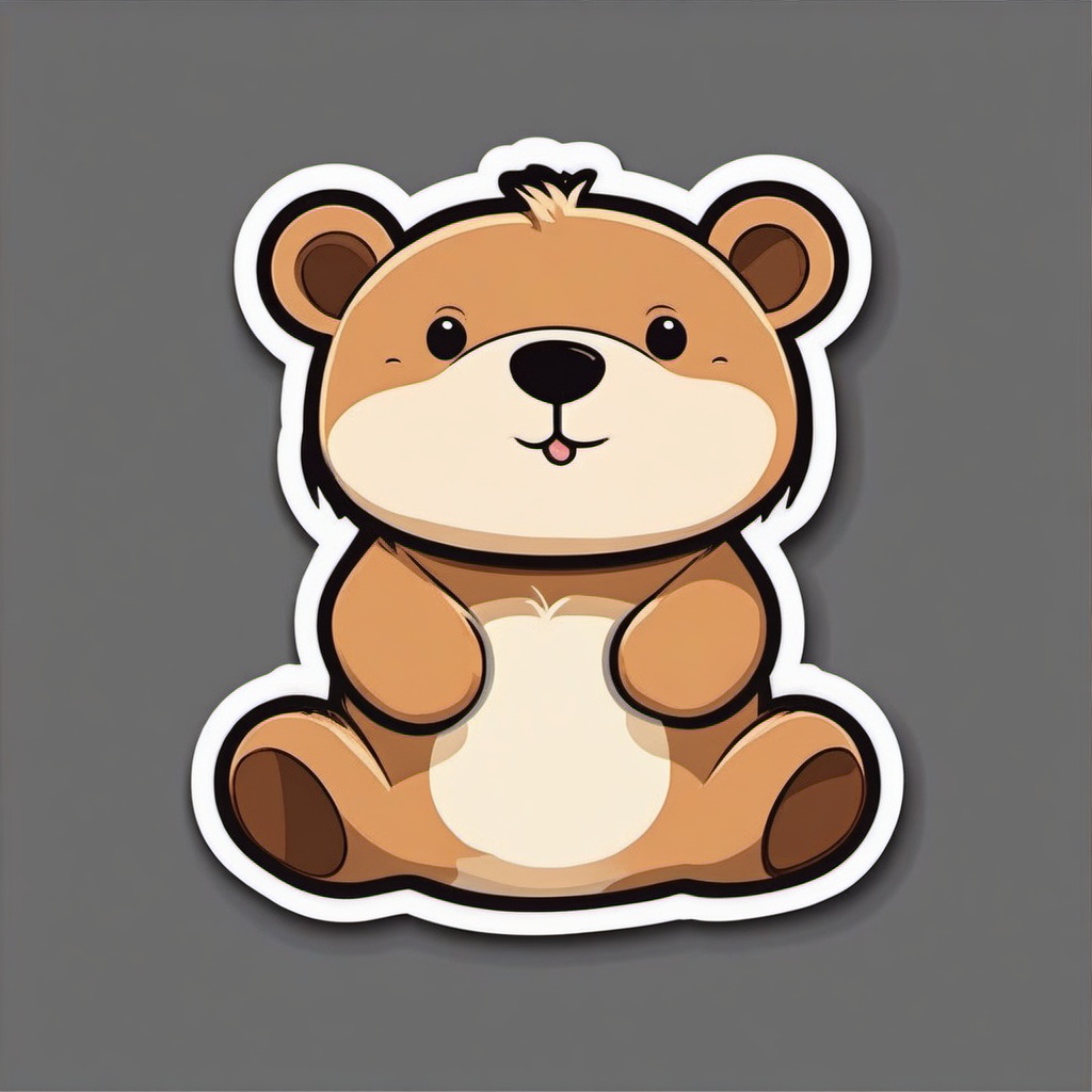Bear Sticker - A cute bear with a friendly expression, ,vector color sticker art,minimal