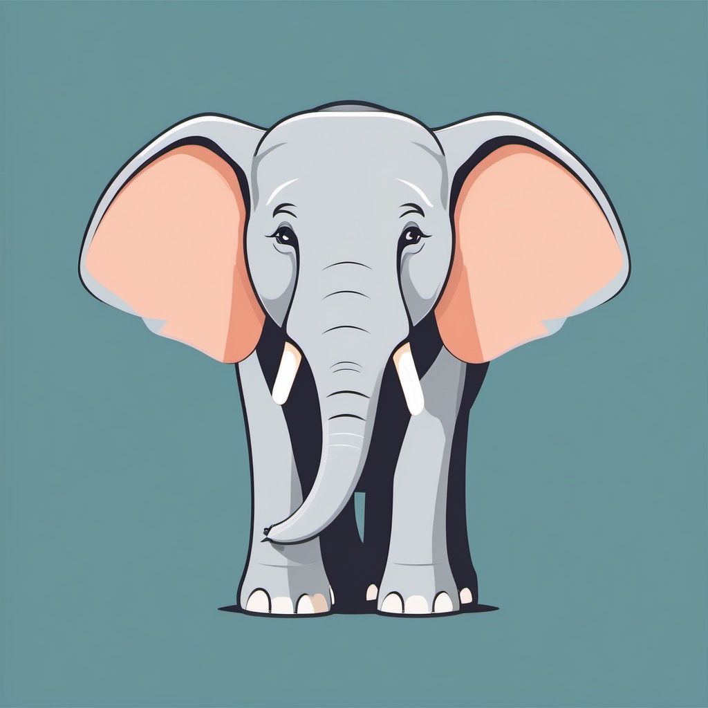 Elephant Clip Art - Gentle elephant with enormous ears,  color vector clipart, minimal style