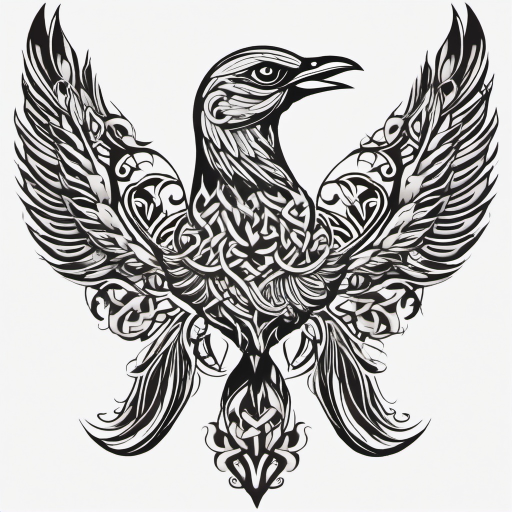 celtic bird tattoo designs  simple color tattoo,minimal,white background