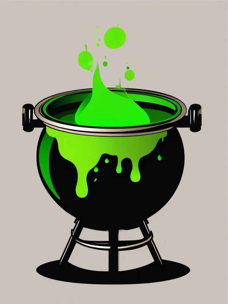 October clipart - cauldron bubbling with green potion  color,minimalist,vector clipart