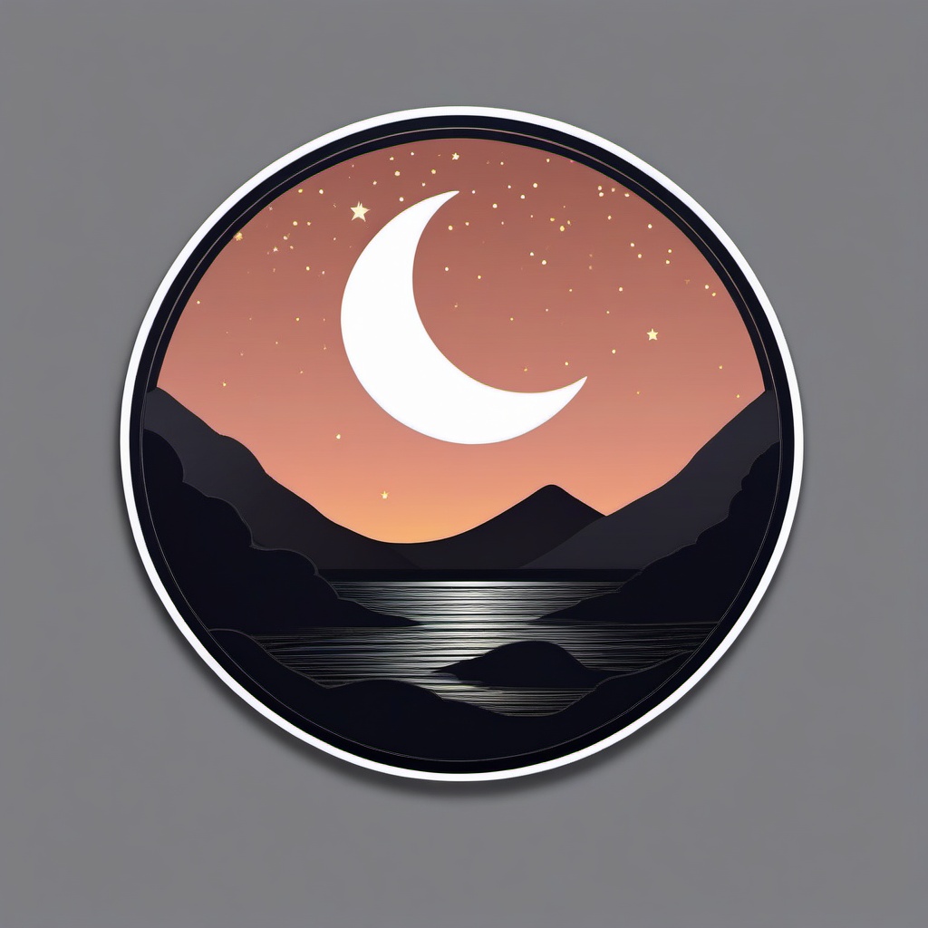 Crescent Moon Sticker - Nighttime charm, ,vector color sticker art,minimal