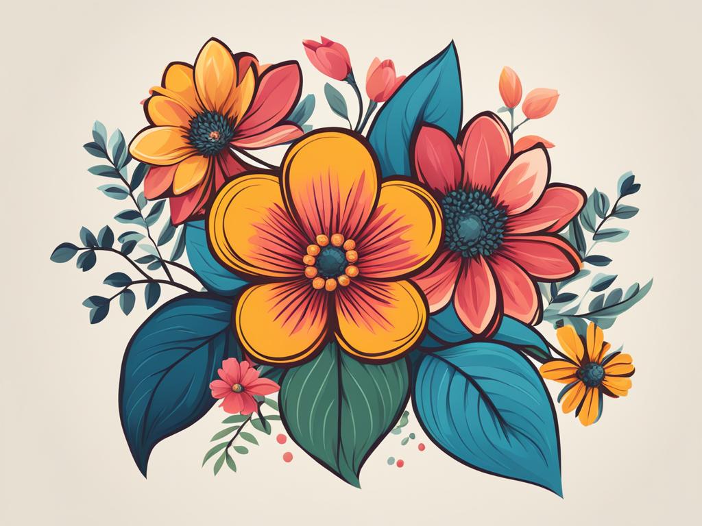 flower clipart - a blooming and colorful flower graphic. 