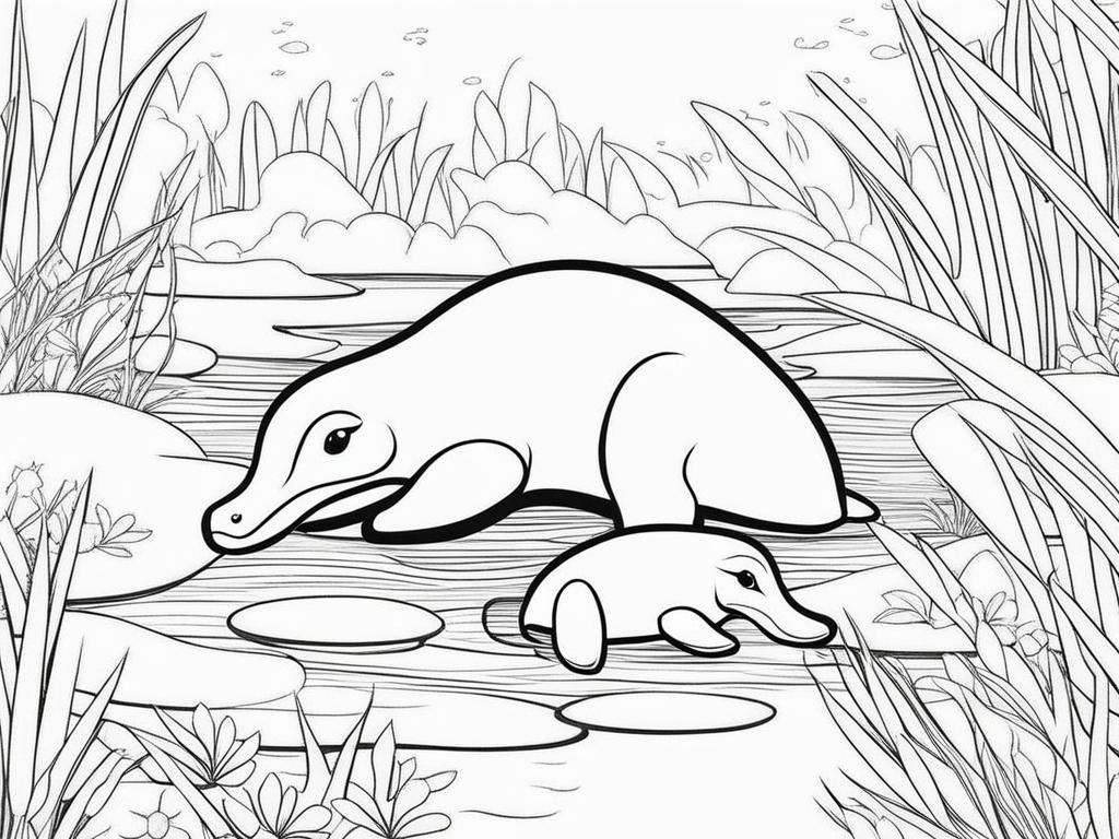 platypuses cute animals coloring page 