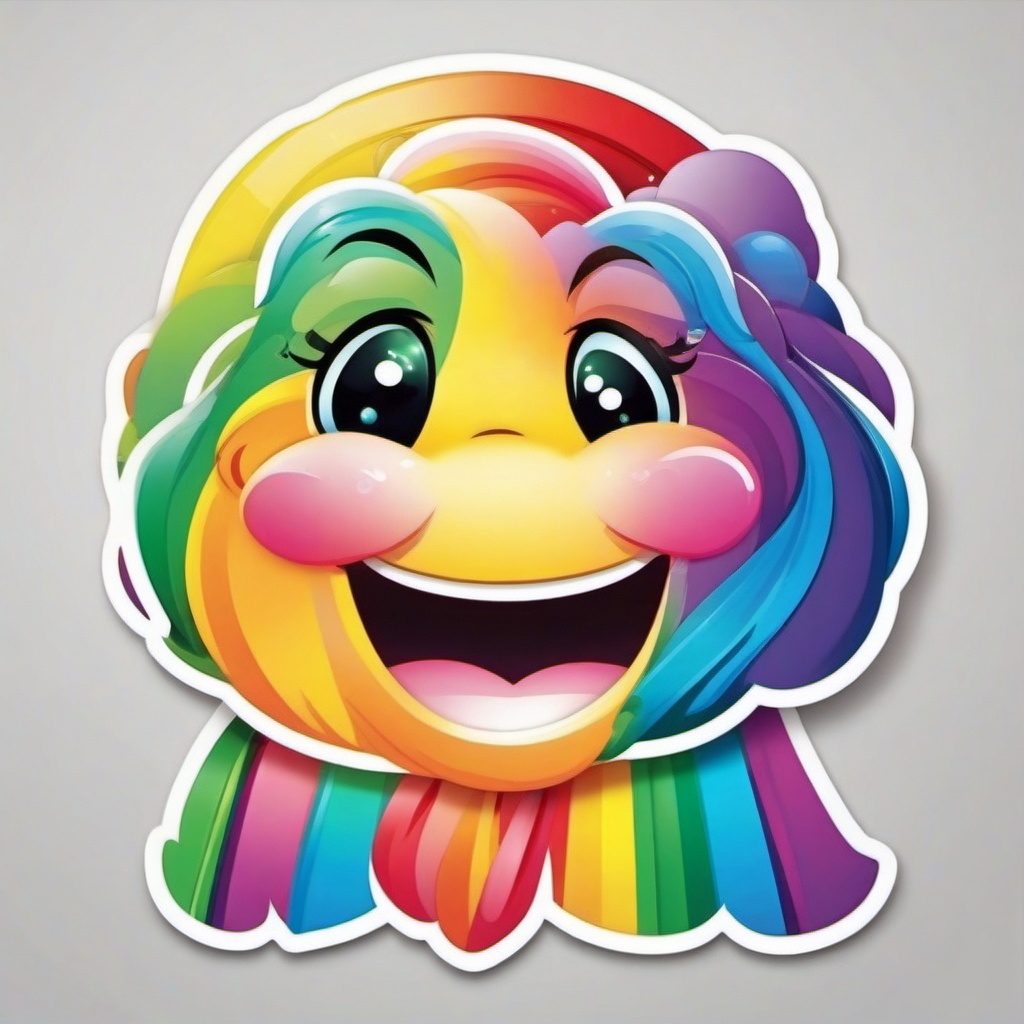 Smiling Rainbow sticker- Colorful Arch of Happiness, , color sticker vector art