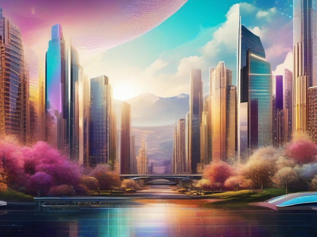 Computer Backgrounds - Digital Art on Silicon Valley Skyline  wallpaper style, intricate details, patterns, splash art, light colors