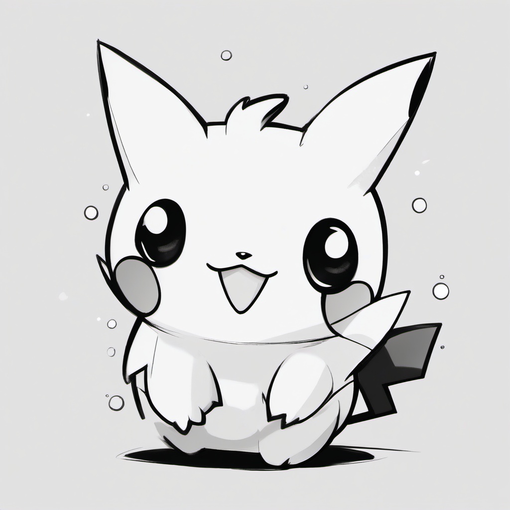 drawing of a cute Pokémon  minimal rough sketch scribbles,doodles,black and white