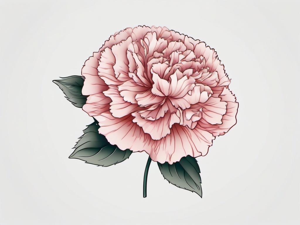 Dainty Carnation Tattoo,Delicacy and charm in a dainty carnation tattoo, a subtle and feminine choice for floral body art.  simple color tattoo,minimal vector art,white background