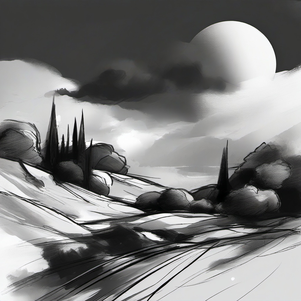 sketch of environment  minimal rough sketch scribbles,doodles,black and white