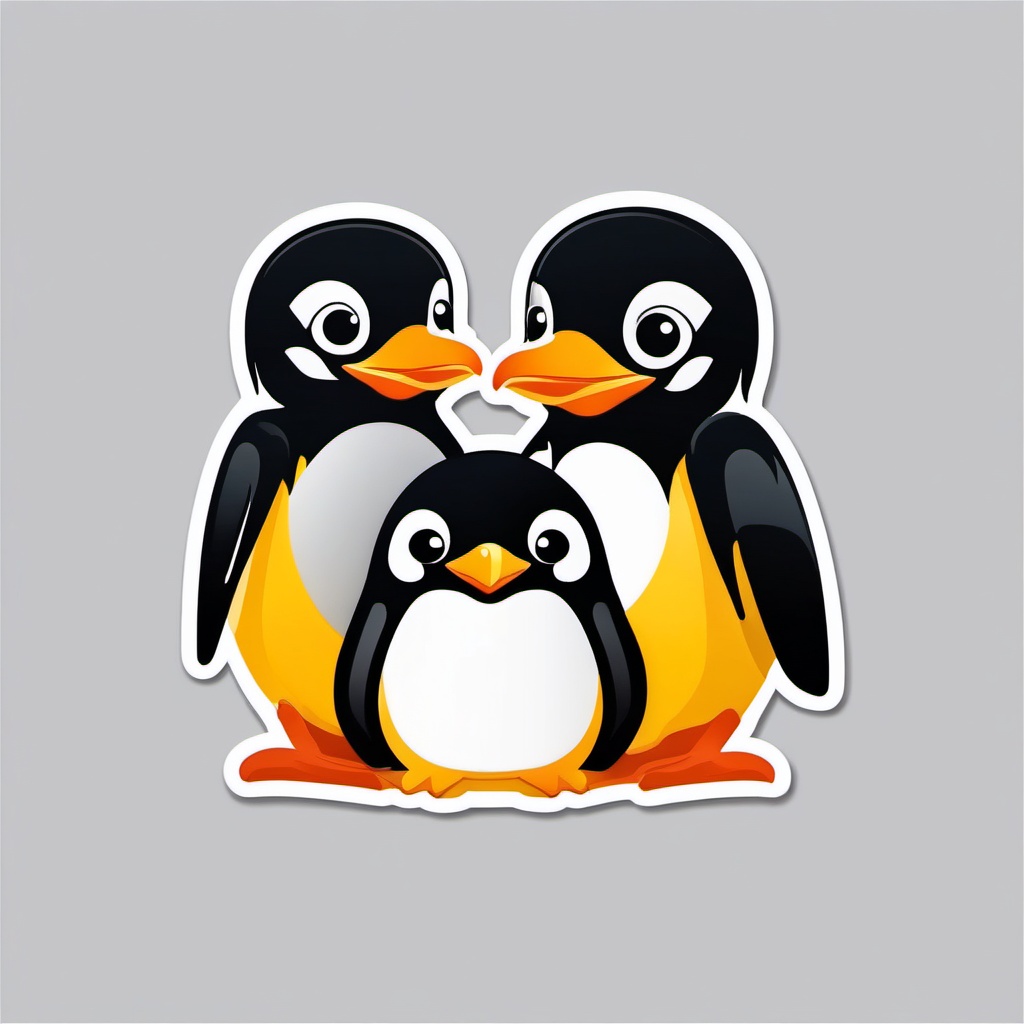 Penguin Chick with Parent Emoji Sticker - Adorable family, , sticker vector art, minimalist design