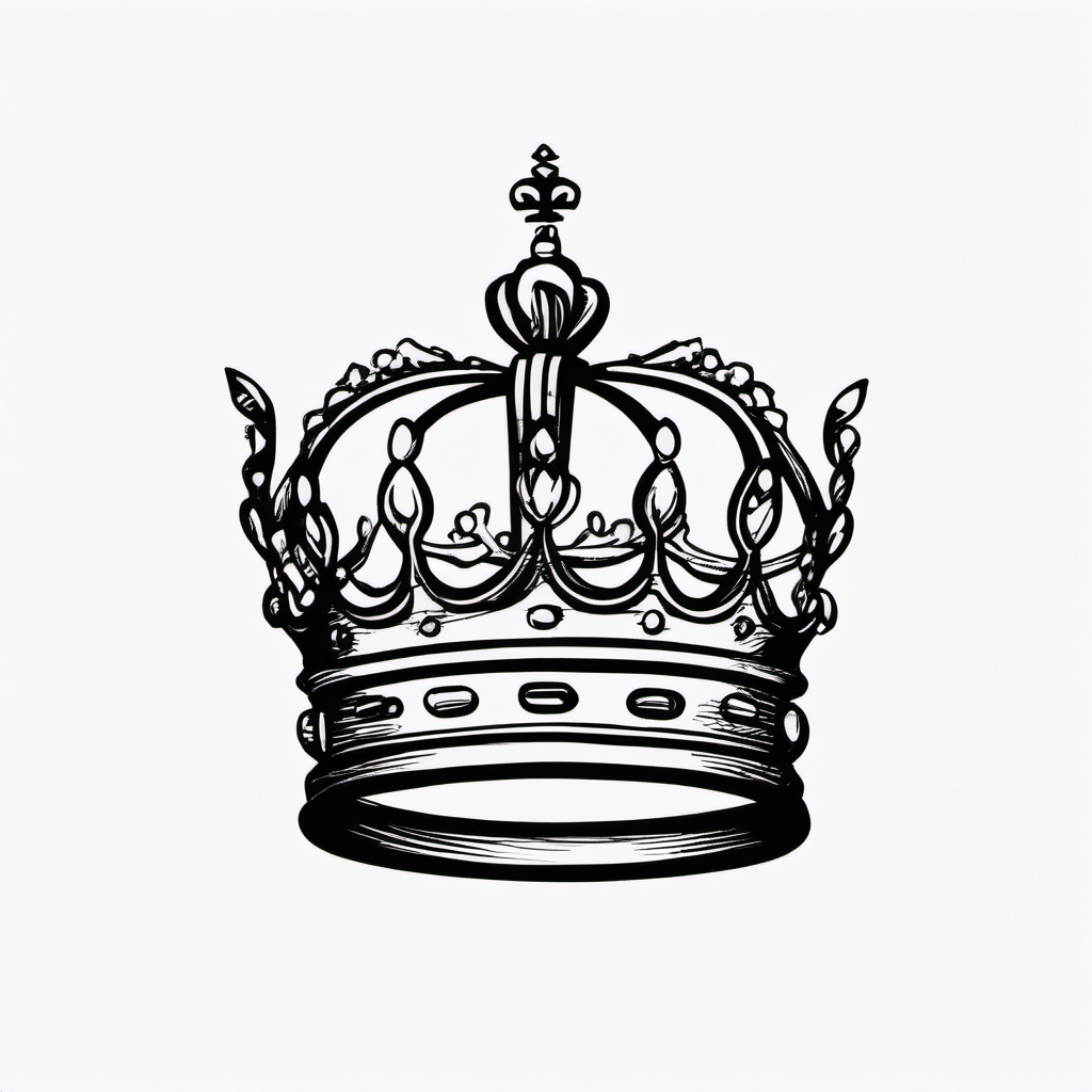 drawing of a queen's crown  minimal rough sketch scribbles,doodles,black and white