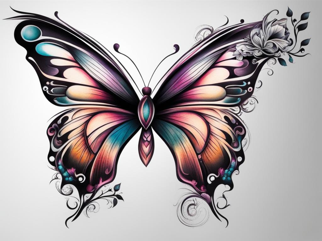 Butterfly tattoo designs,Exploring the artistic possibilities for butterfly tattoos. , color tattoo design, white background