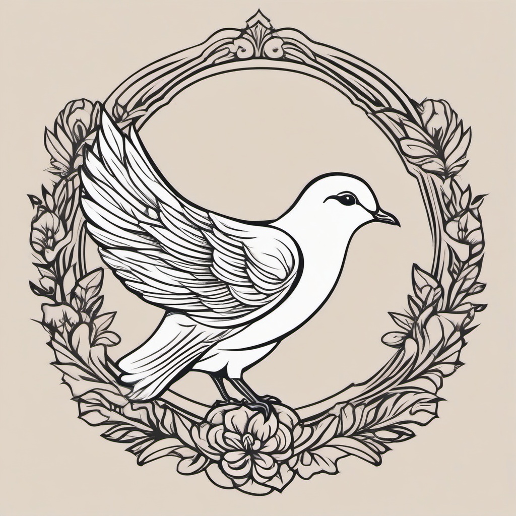 Little Dove Tattoo-Delightful and small tattoo featuring a cute little dove, perfect for those who appreciate small and elegant designs.  simple color vector tattoo