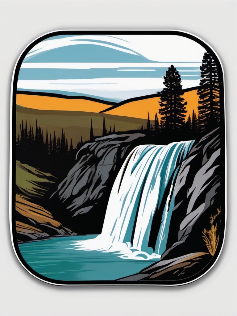 White River Falls sticker- Stunning waterfall in eastern Oregon, , sticker vector art, minimalist design