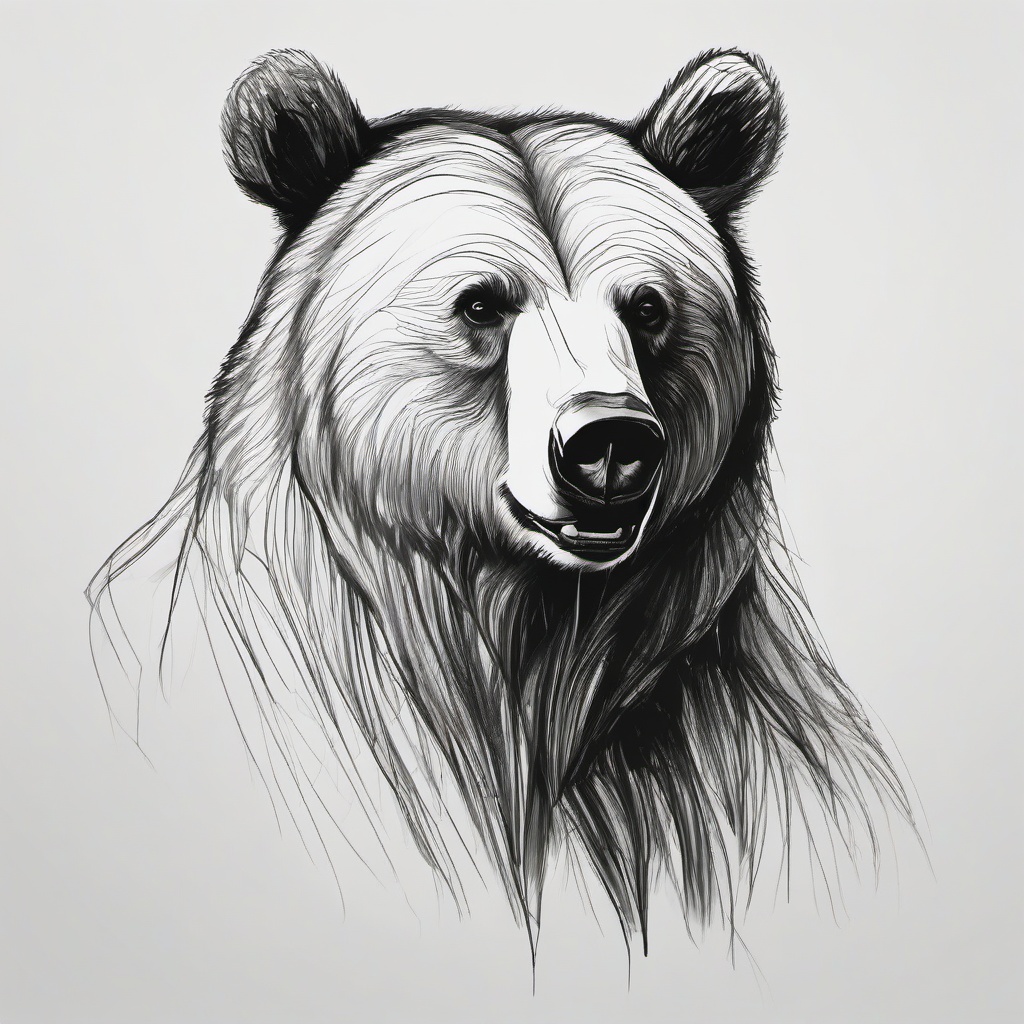 sketch of a bear  minimal rough sketch scribbles,doodles,black and white