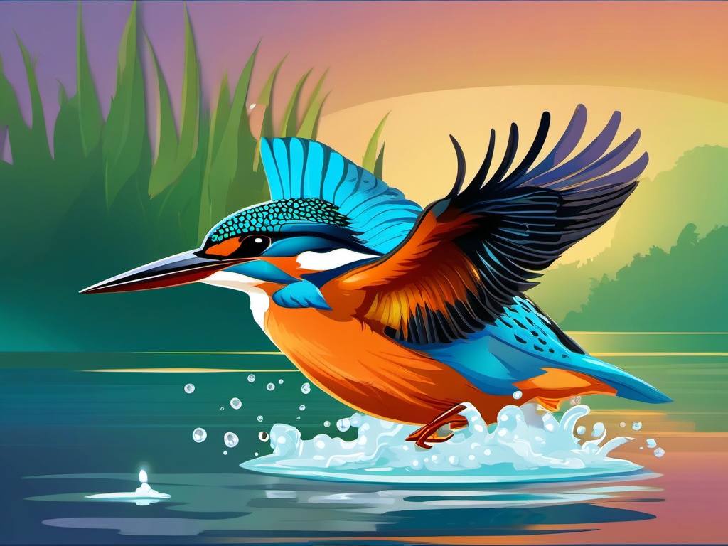 Kingfisher clipart - Colorful bird known for rapid dives while flying, ,color clipart vector style