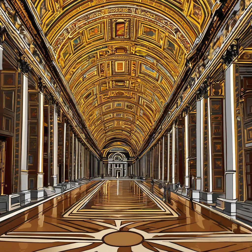 The Vatican Museums clipart - Christian and art museums in Vatican City, ,color clipart vector style