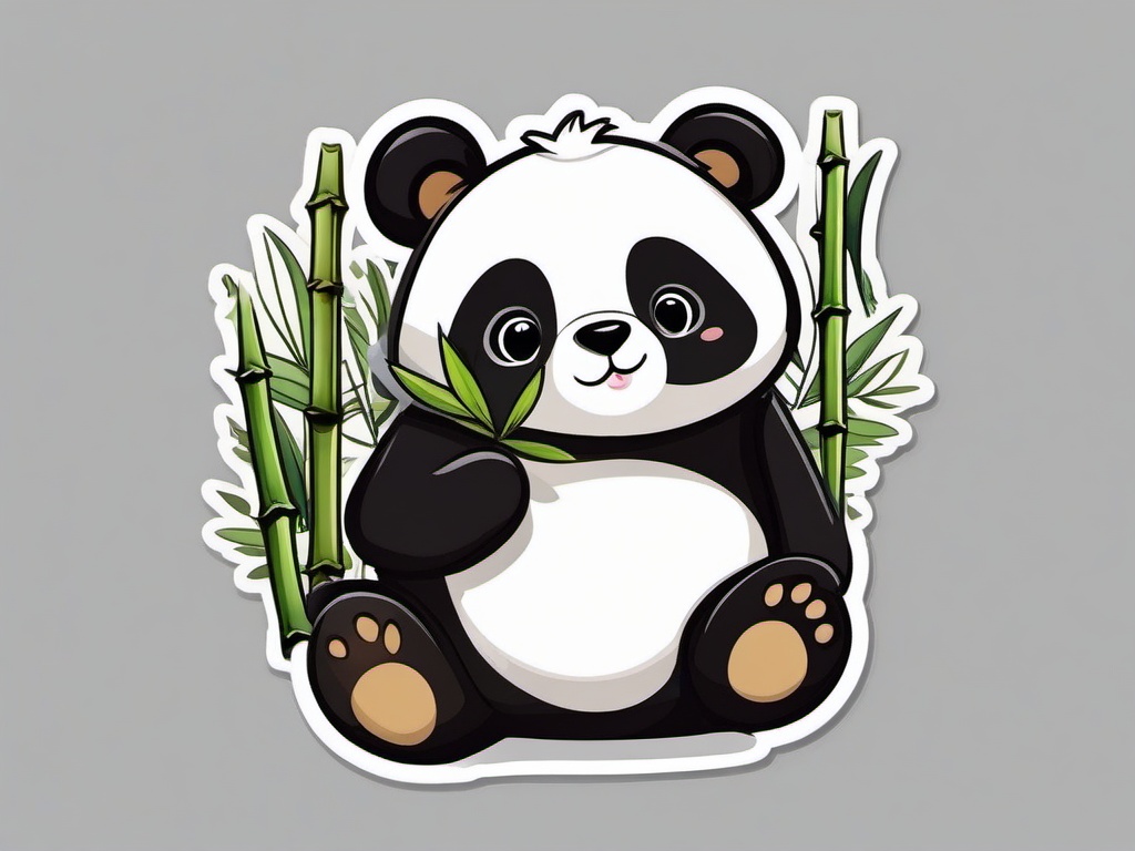 Panda cartoon - bamboo-loving bear  cartoon sticker style