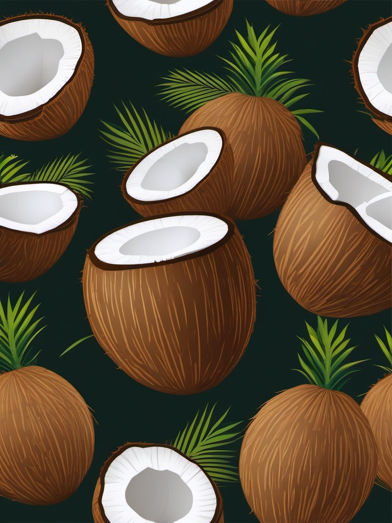 Coconut Clipart - Whole coconut with its outer shell.  color vector clipart, minimal style