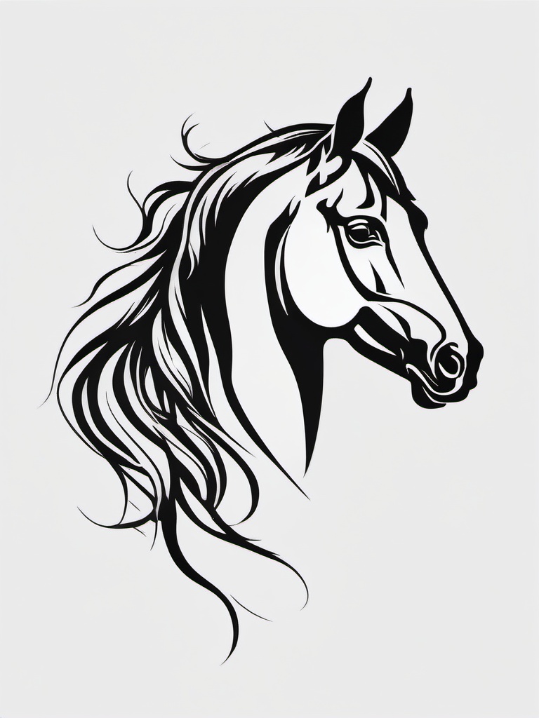 horse tattoo stencil  simple tattoo,minimalist,white background