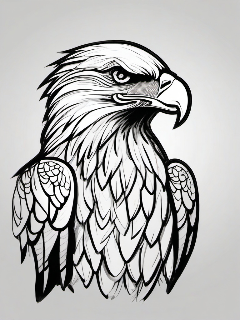 drawing of a cartoon eagle  minimal rough sketch scribbles,doodles,black and white