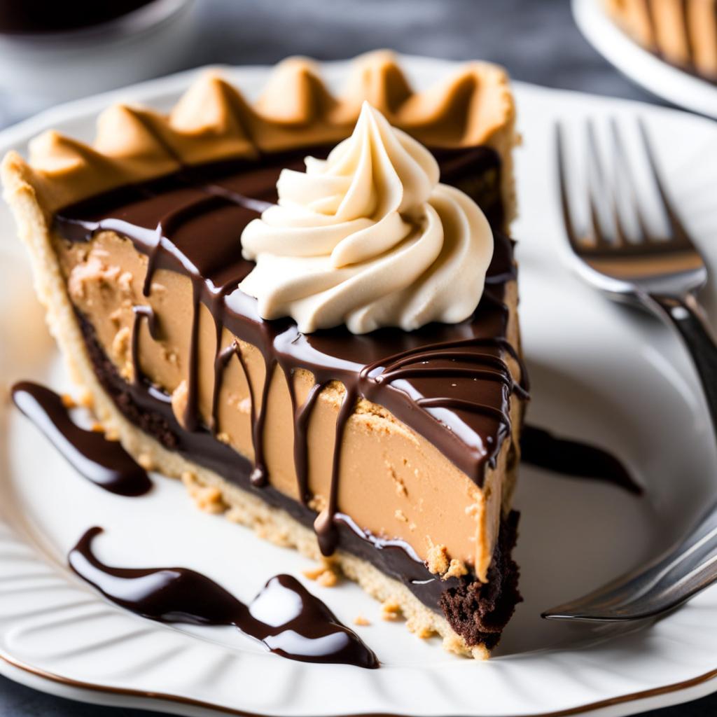 peanut butter pie with a creamy peanut butter filling and chocolate ganache. 