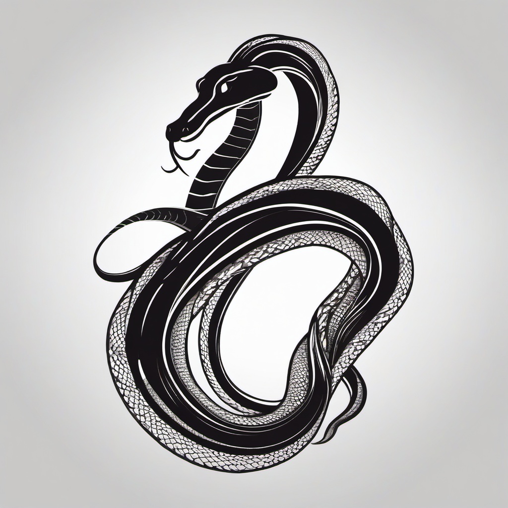 Black Mamba Snake Tattoo - Tattoo featuring the black mamba snake.  simple vector tattoo,minimalist,white background