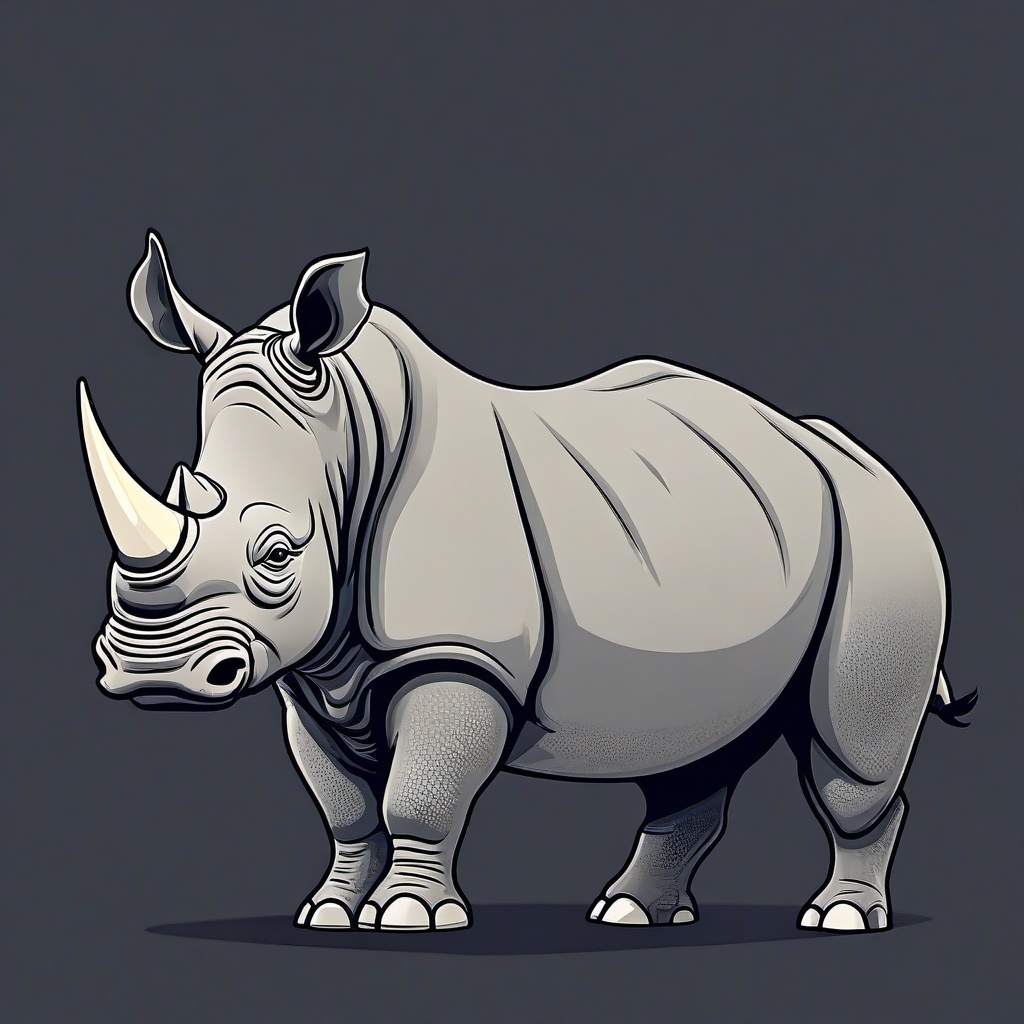 Rhinoceros cartoon - heavy, horned animal with thick skin  