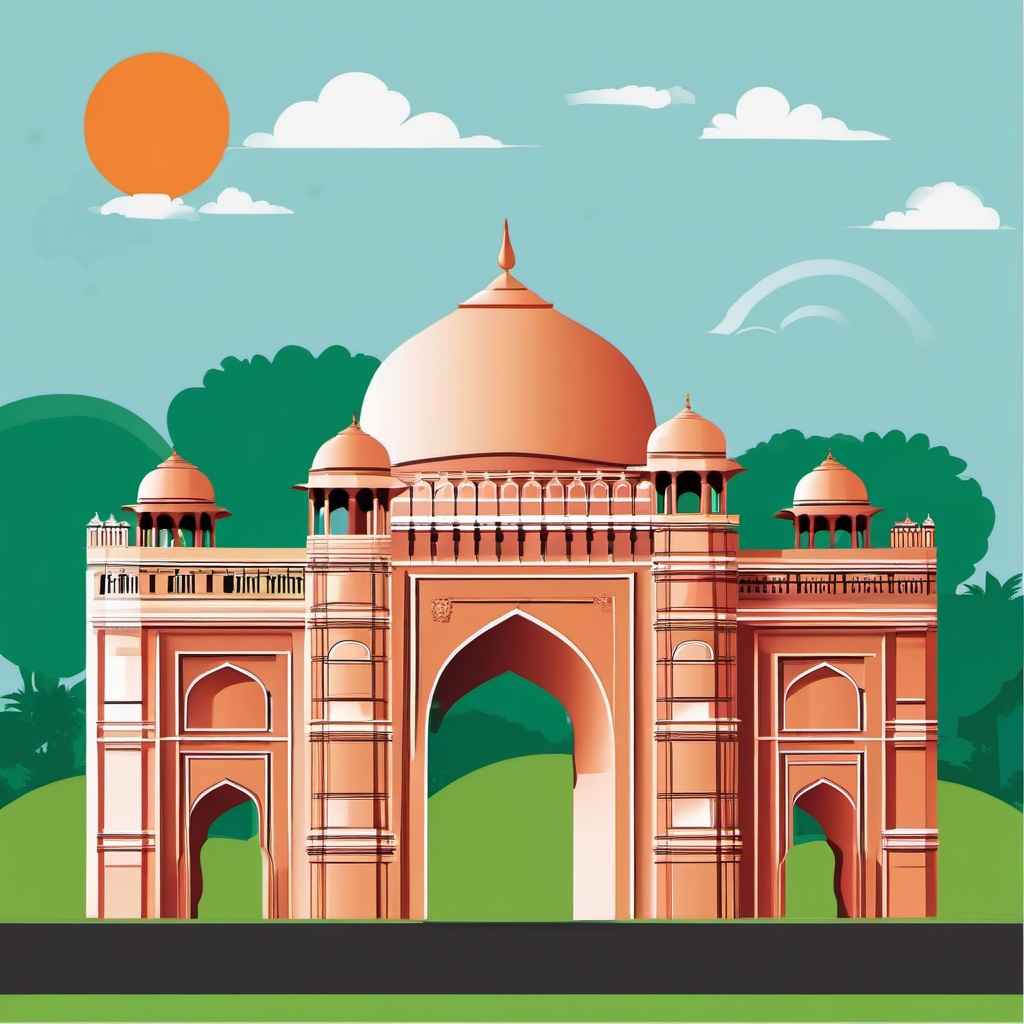 New Delhi clipart - India Gate and Jama Masjid in India, ,color clipart vector style