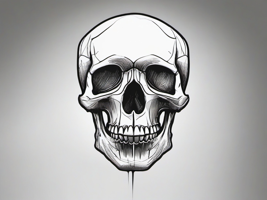 easy drawing of skull  minimal rough sketch scribbles,doodles,black and white