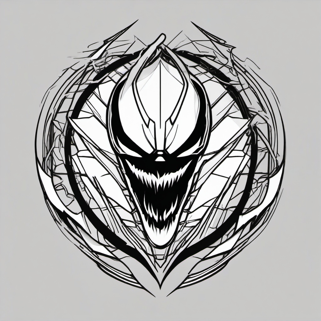 drawing of Venom's logo  minimal rough sketch scribbles,doodles,black and white