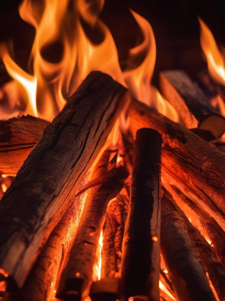 Fire Wallpaper - Burning wood with detailed embers  sunset background