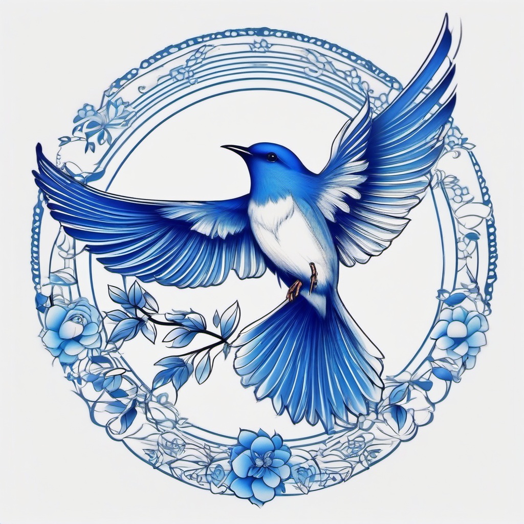 Blue Bird Tattoos - Blue bird tattoo design  minimalist tattoo design, white background