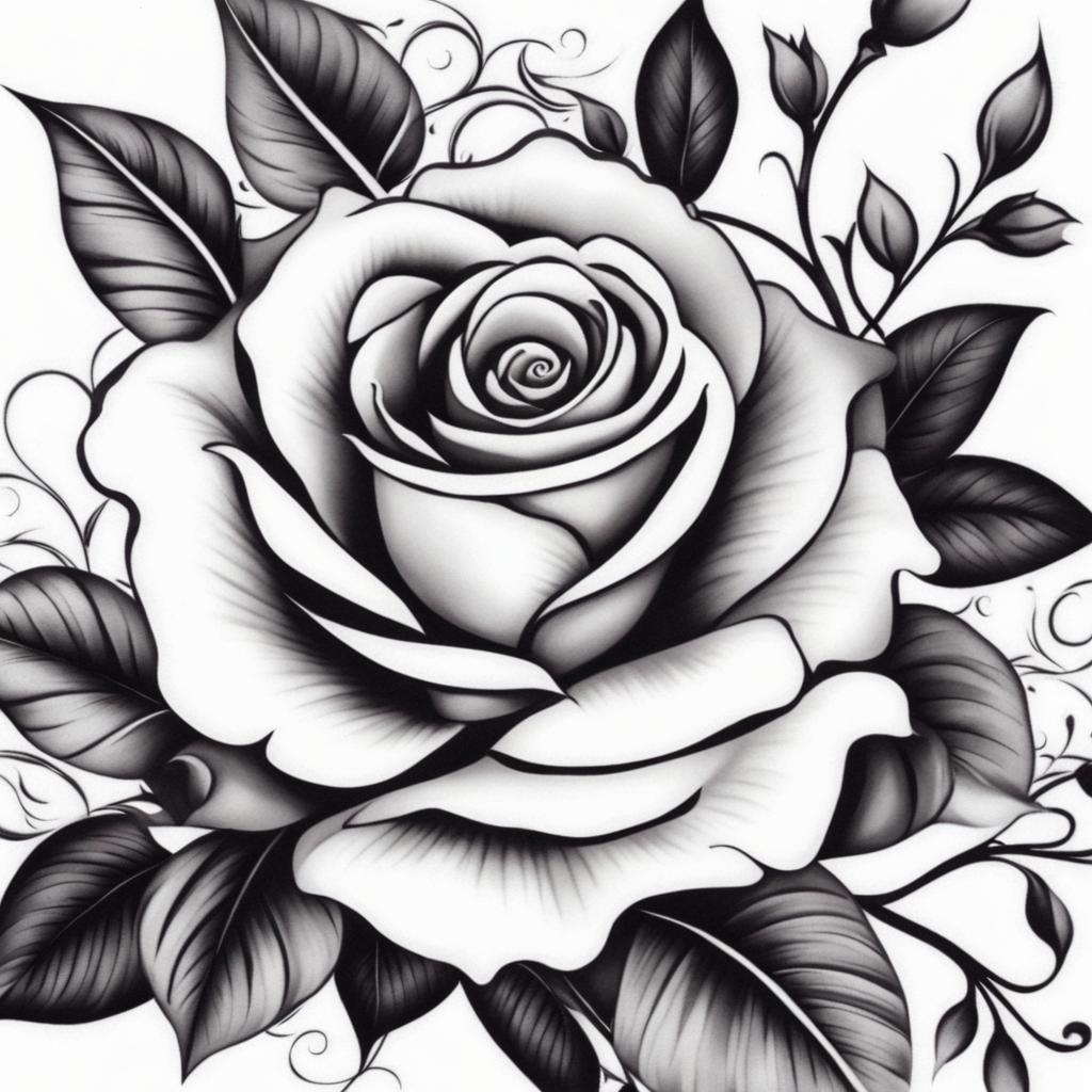 Rose on chest tattoo, Elegant chest tattoos adorned with beautiful roses.  color, tattoo patterns, white clean background