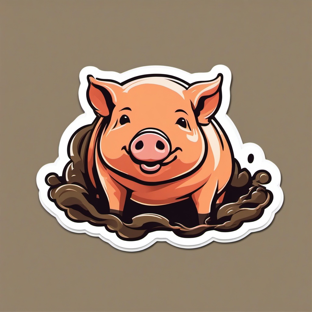 Tamworth Pig Sticker - A happy Tamworth pig rolling in mud, ,vector color sticker art,minimal