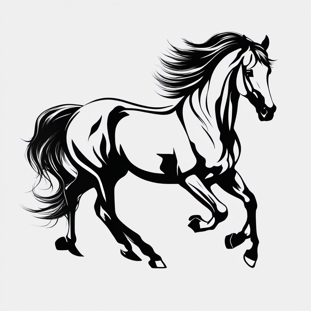 tattoo black horse  simple tattoo,minimalist,white background