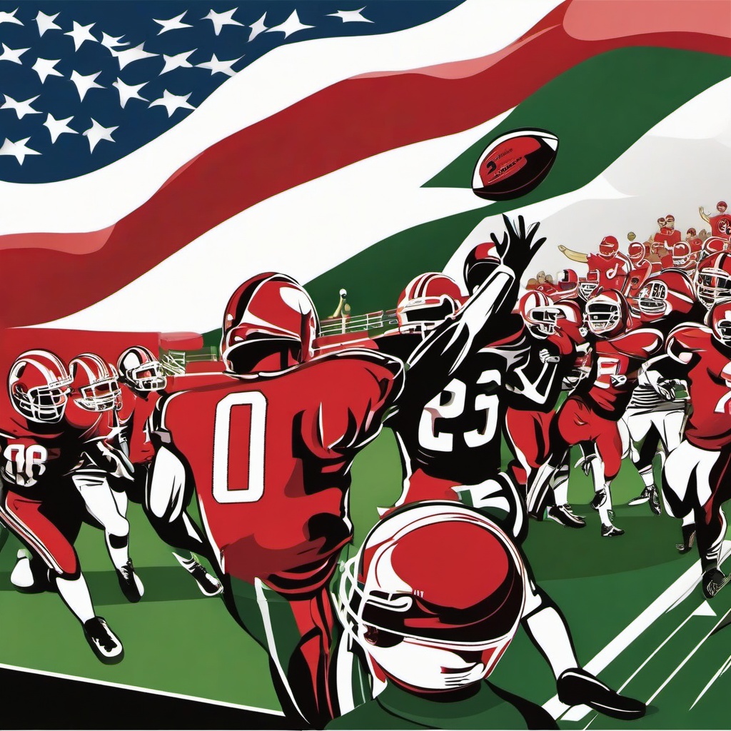 Football clipart - football game with cheering crowd  