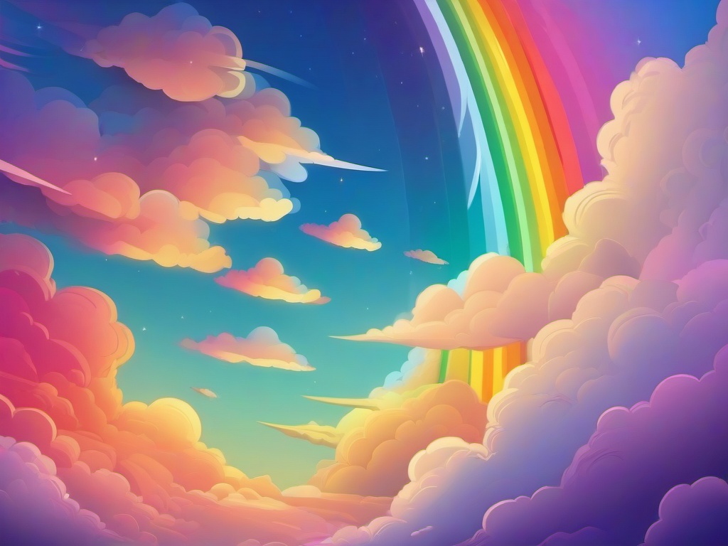 Rainbow Clouds Background  