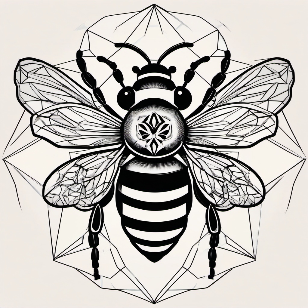 geometric bee tattoo  vector tattoo design