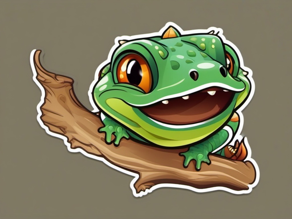 Mediterranean House Gecko cartoon - tiny, wall-climbing gecko  cartoon sticker style