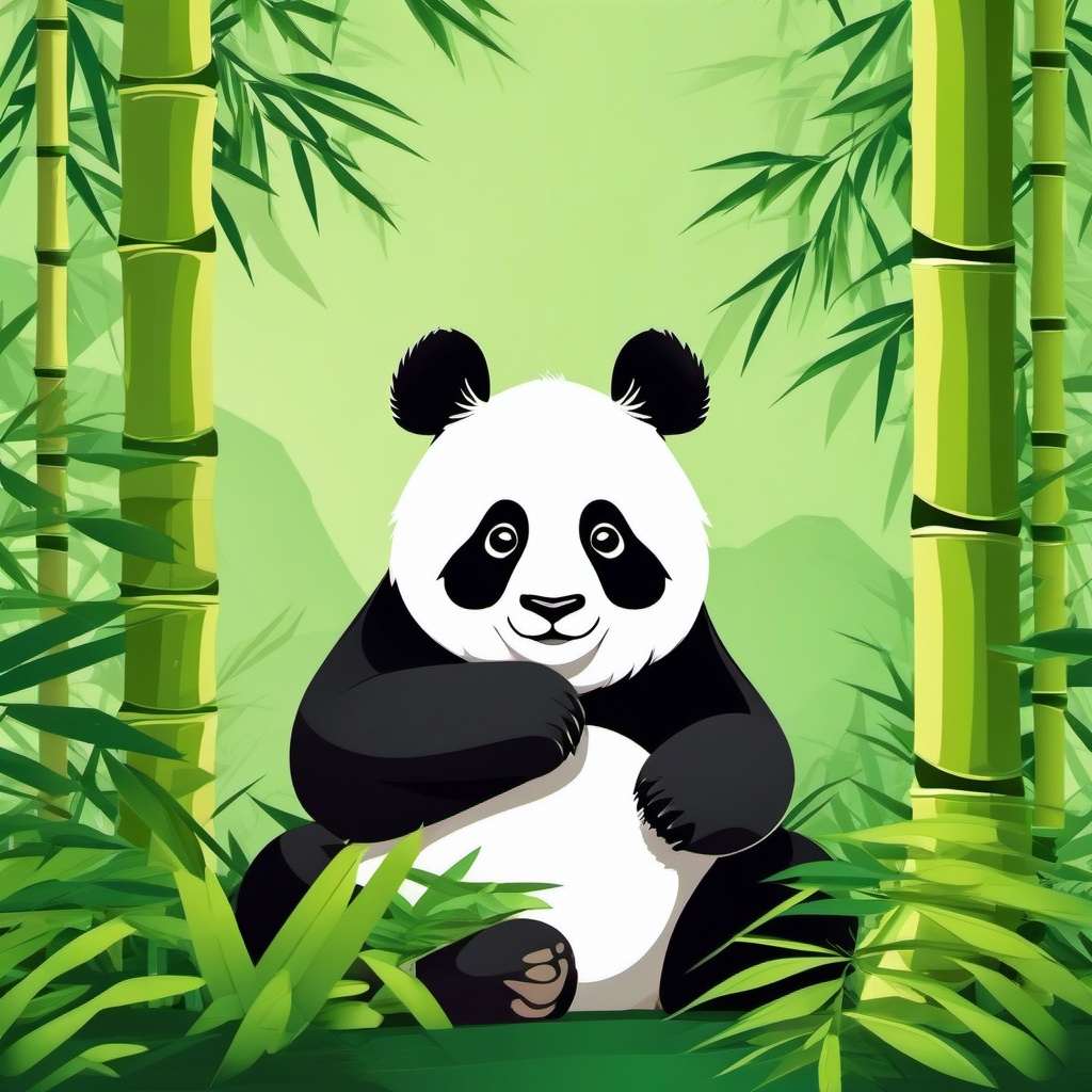 Panda Clipart in a Bamboo Forest,Adorable panda amidst a bamboo forest, an emblem of peace and harmony. 