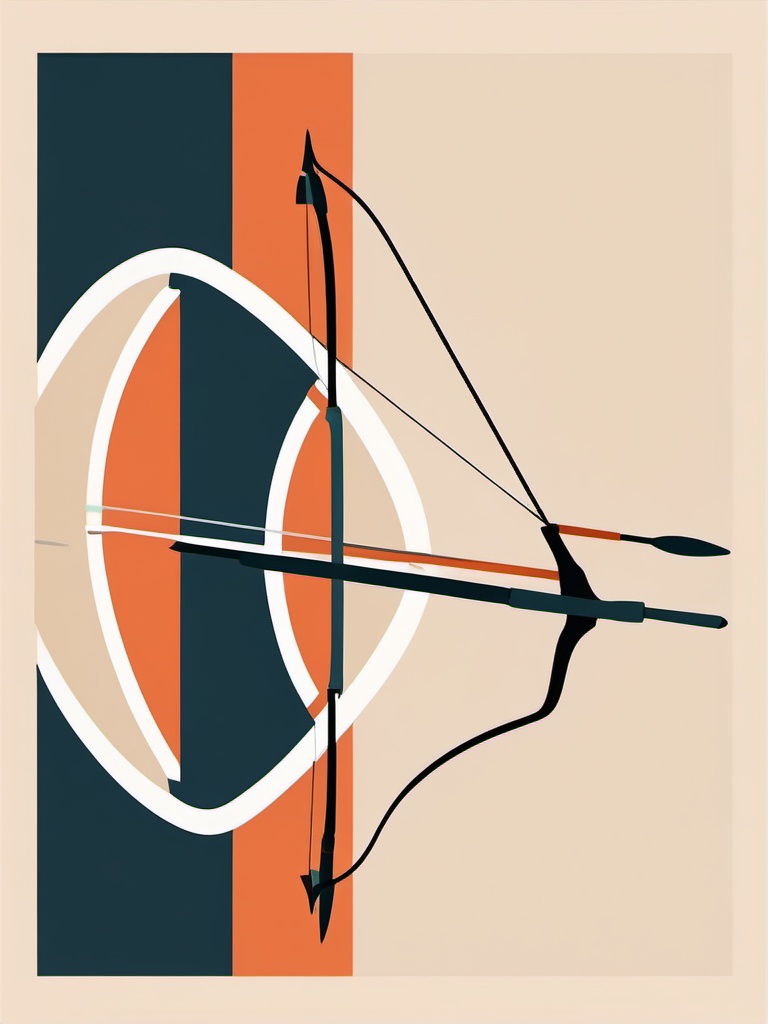 Archery Bow and Arrow Clipart - An archery bow aimed at the target.  color vector clipart, minimal style