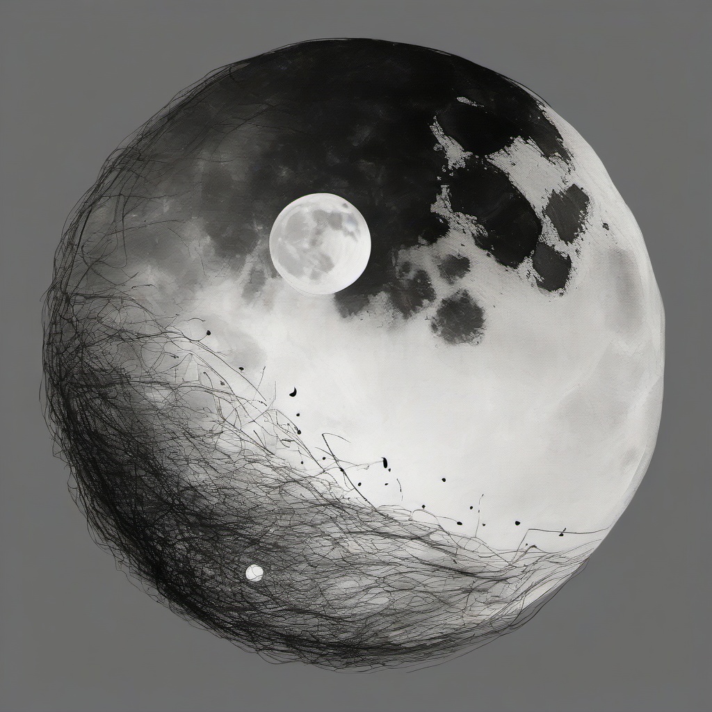 drawing of full moon  minimal rough scribbles,doodles,black and white