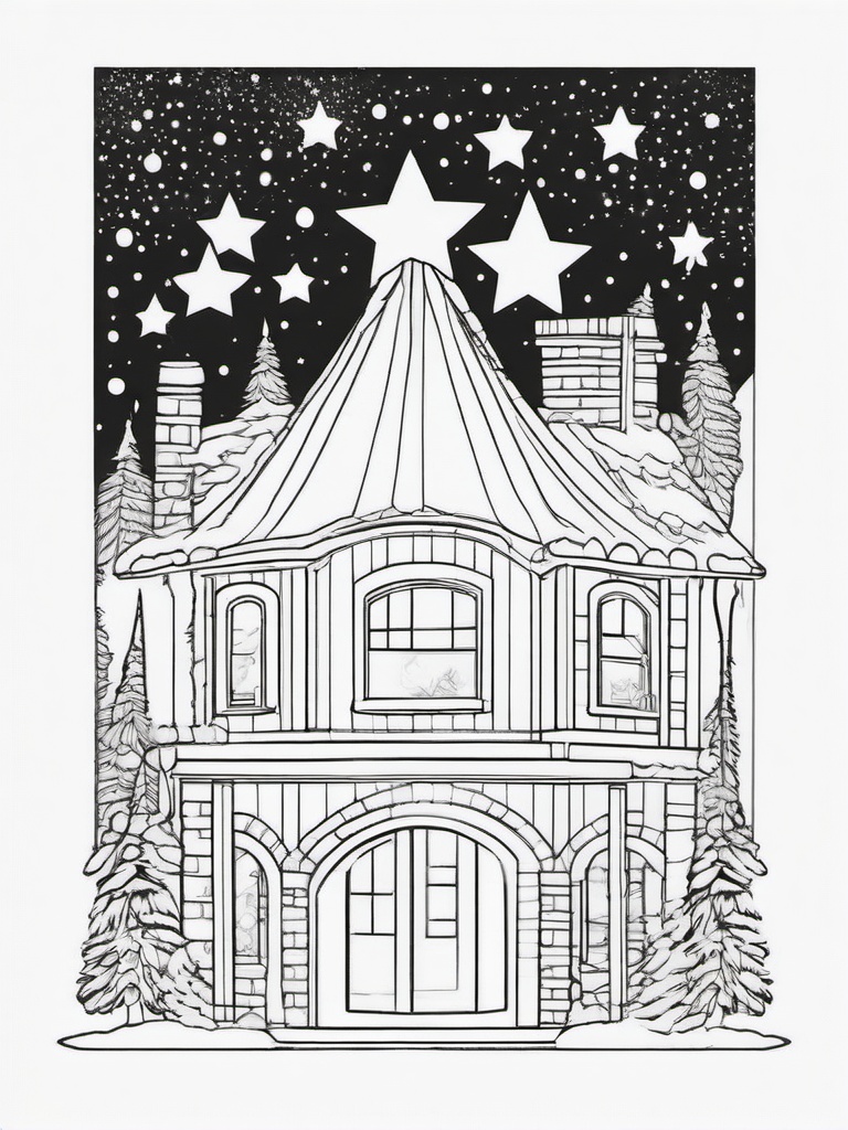 Winter Stars Coloring Pages - Clear Winter Nights Full of Stars  minimal black outline printable sheet, coloring page