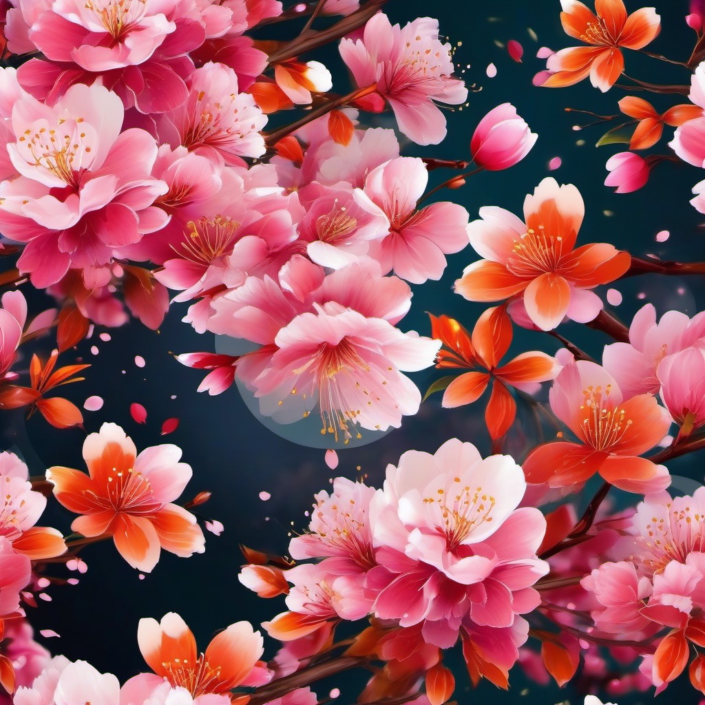 Sakura Tree Blossom Background with Cherry Blossom Bliss wallpaper splash art, vibrant colors, intricate patterns