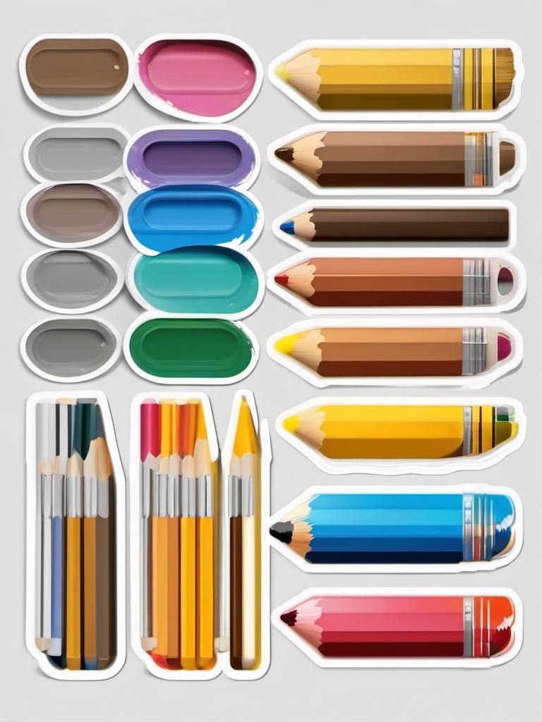 Pencil and Paint Palette Sticker - Pencil paired with an artist's paint palette, ,vector color sticker art,minimal