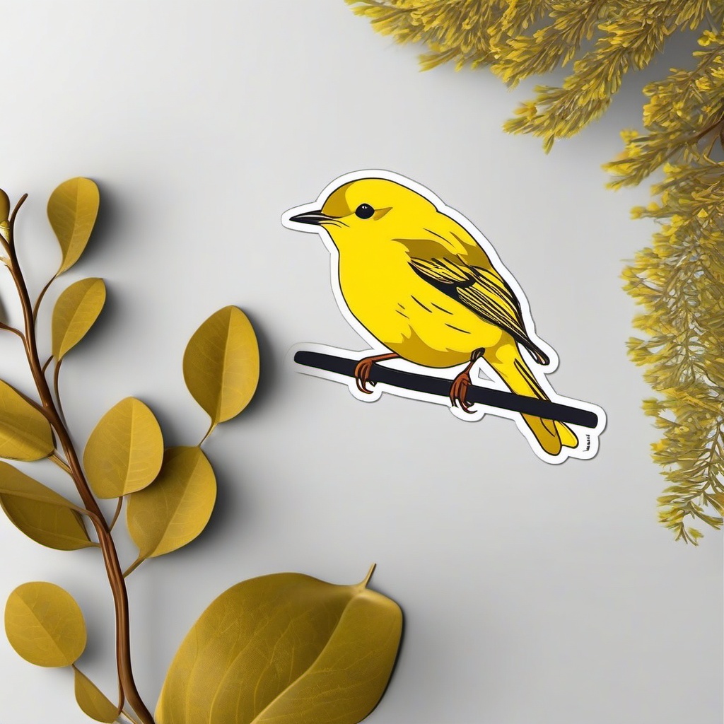 Yellow Warbler Sticker - A yellow warbler with bright yellow plumage, ,vector color sticker art,minimal