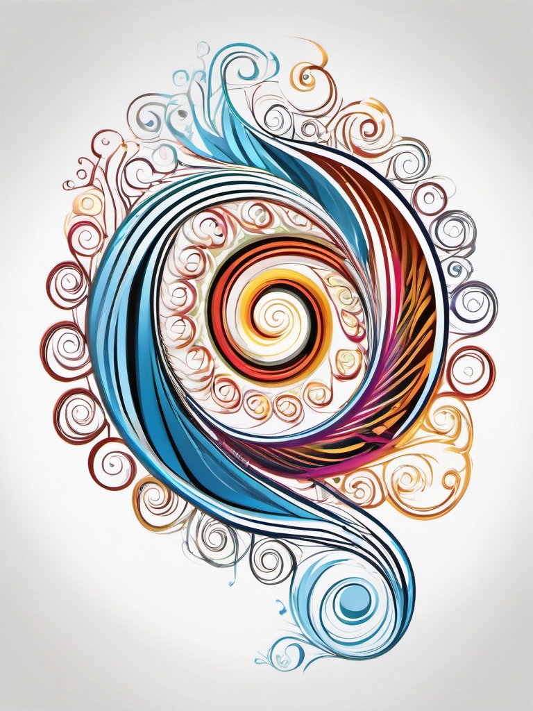 Spiral of Thoughts - Visualize the swirling and ever-changing thoughts with a tattoo featuring intricate spirals.  color tattoo designs,minimalist,vector,white background