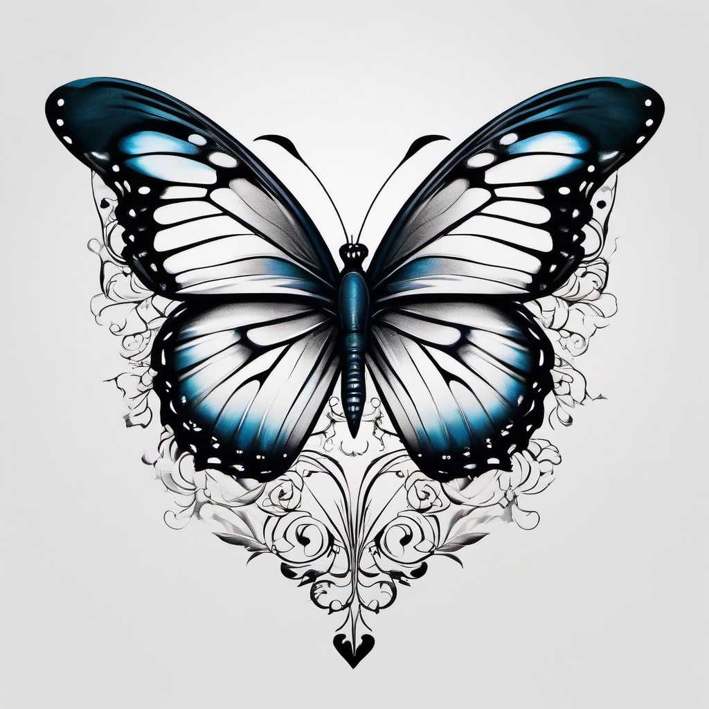 butterfly cover up tattoo ideas  simple color tattoo,white background,minimal