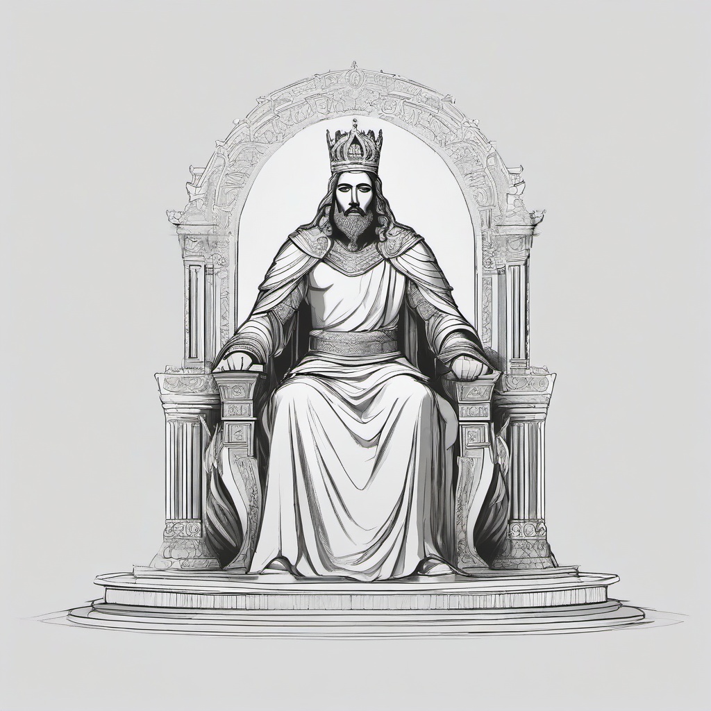 drawing of God sitting on a throne  minimal rough sketch scribbles,doodles,black and white