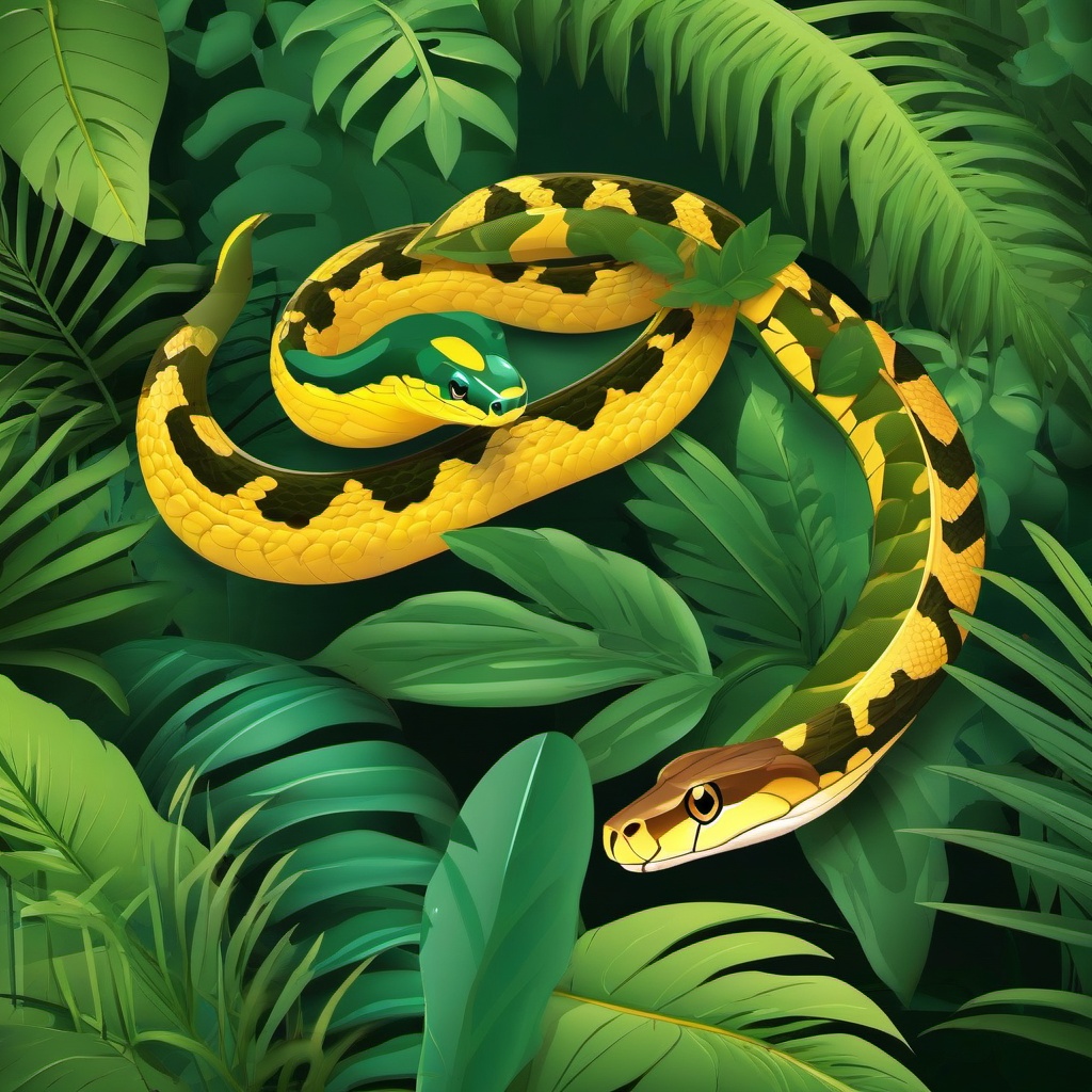 Snake clipart - snake in a jungle setting  